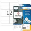 HERMA Etichette Staccabili, 99,1 x 42,3 mm, Etichette Adesive A4 per Stampante, 12 Etichette per Foglio, Bianco