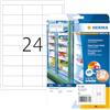 HERMA Etichette per Surgelati, 66 x 33,8 mm, Etichette Adesive A4 per Stampante, 24 Etichette per Foglio, Bianco