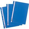 D.RECT Confezione da 25 cartelle portadocumenti formato A4 con perforazione in plastica con copertina frontale trasparente, in pellicola di polipropilene, perforata, perforata, blu