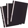 D.RECT Confezione da 25 cartelle portadocumenti formato A4 con perforazione in plastica con copertina frontale trasparente, in pellicola di polipropilene, perforata, perforata, colore nero