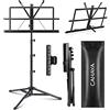 CAHAYA 2-in-1 Leggio Spartiti Musicali & Supporto da Tavolo per Libri Leggio Musicale Pieghevole Altezza Regolabile 70-170cm con Borsa di Trasporto Versione Superiore CY0305