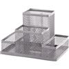 D.RECT Organizer da scrivania, portapenne da scrivania, in metallo, con porta foglietti, 103 x 154 x 103 mm, argento