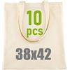 Idea Home Borsa Shopper Donna Personalizzabile 100% Cotone 10 x - Borsa Tela di da Dipingere - 38x42cm 144g/m2 Sacchetto della Spesa - Tote Bag in Cotone - Sacchetto di Stoffa