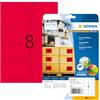 HERMA Special - Permanent selbstklebende, Matte, fluoreszierende Papieretiketten - Luminous Red - 99.1 x 67.7 mm 160 Etikett(en) (20 Bogen x 8)