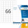 HERMA Etichette Universali, 25,4 x 25,4 mm, Etichette Adesive A4 per Stampante, 66 Etichette per Foglio, Bianco
