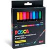 Posca - Uniposca Set Completo con 10 Pennarelli Punta Extra-Fine, 0.7 mm - Pennarelli Acrilici Uni Posca, Ideali come Colori per Bambini e Artisti, Lavoretti Creativi, Colori Tessuto e Altre Superfici
