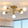 DELIPOP Lampadario Sputnik, 5 Luci Plafoniera Soffitto E27 in Metallo | Lampada da Soffitto Vintage per Soggiorno Camera da Letto Cucina Corridoio