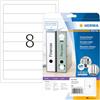 HERMA Etichette per Raccoglitori, 192 x 34 mm, Etichette Adesive A4 per Stampante, 8 Etichette per Foglio, Bianco