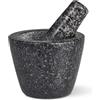 Cole & Mason Dorchester Mortaio con Pestello 10 cm, Granito Naturale, Ideale per Macinare Erbe, Spezie, Noci e altro, Durevole e Robusto, Facile da pulire, Nero, 2 Anni di Garanzia