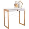 hjh LIVING Scrivania con 1 cassetto 80x42 cm TAROLO II struttura in bambù, piccola scrivania in stile scandinavo, scrivania per computer, bianco