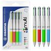 OSAMA, 4 Multi - Set Penne Colorate 4 Colori, 4 Pezzi - Penna Multicolore a Sfera, 1.0 mm, con Inchiostro Nero, Blu, Rosso e Verde, Ideale per Cartoleria e Cancelleria Scuola, Università e Ufficio