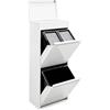Arregui Top CR421-B Pattumiera per Raccolta Differenziata | 3 Secchi | Mobile d'Acciao per Differenziata | 11+11+23 L (45 L) | con Secchi per la Plastica e Rifiuti Organici | Bianco