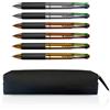 OSAMA 4 Multi Set 6 pz Penne a Sfera Cromate 4 Colori + Astuccio Piccolo Tratto 1.0 mm