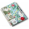 Pigna, Quaderno spirale A5 Nature Flowers, con Adesivi,Tasca Interna e portapenne,Copertina Rigida,Formato 16x21,3 cm,interno 1R,righe,carta riciclata 80 g/m²,Soggetto sfondo Azzurro,confezione 1