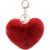 MVKZFE Portachiavi con pompon in finta pelliccia a forma di cuore, accessorio per borsa, soffice, portachiavi, zaino, ciondoli per donne e ragazze
