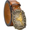 INOGIH Western-Cowboy-Cinture per donne e uomini vintage con incisione floreale testa di toro fibbia cowgirl cintura in vita per vita da 63 a 96,5 cm, Marrone, For Waist 27-32 in