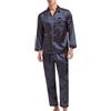 Generisch Pigiama da uomo Homewear in seta di ghiaccio satinata, set di pigiama con stampa a pois e pantaloni elastici