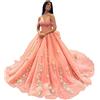 Fuomomo Abiti Quinceanera con Spalle Scoperte Abiti da Ballo per 15 16 Anni Abiti Quinceanera Applicazioni di Pizzo Abiti da Sera MT033
