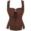 Cexiakong Gilet rinascimentale medio da donna, corsetto pirata, top da donna, gotico, steampunk, vichingo, costume rinascimentale, per feste, top selvaggio, stile retrò, caffè, M