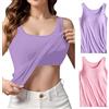 Jamron Donna 2 Pezzi Basic Canottiera con Reggiseno Imbottito Incorporato Canottiere Elasticizzate a Spalline Larghe