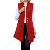 Generisch Gilet lungo da donna, elegante trench, senza maniche, monopetto lungo, con tasche, gilet lungo, alla moda, per autunno, O rosso., XL