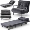 Poltrona Letto Reclinabile Chaise Lounge con Seduta Imbottita Convertibile in Velluto a Coste Grigio