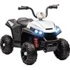Quad Elettrico per Bambini 12V con 2 Motori Sospensioni Fari LED MP3 Bianco