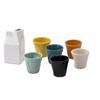 Set 6 Tazzine da caffè Accartocciati Multicolor con Lattiera Bianca in Gres Kaleidos