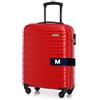 WITTCHEN Valigia da Cabina Trolley Bagaglio a Mano Valigia a rotelle piccola Trolley guscio duro ABS 4 ruote spinner Serratura a combinazione Maniglia telescopica Groove Line rosso Ryanair/ITA Airways