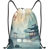 Anceky Borsa con coulisse leggera, piccola, borsa da palestra per donna, stile antico, modello da calcio, zaino per viaggi sportivi
