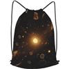 Anceky Zaino con coulisse, borsa da palestra con coulisse, sfondo dorato con spazio, borsa da nuoto per uomo e donna