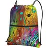 Anceky Zaino con coulisse, resistente all'acqua, con note musicali, sacca sportiva color arcobaleno, per uomo e donna