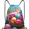 Anceky Zaino con coulisse, resistente all'acqua, con motivo a di Pasqua colorato, per sport, palestra, per uomo e donna