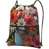 Anceky Borsa con coulisse per donna, borsa sportiva leggera da palestra, zaino da viaggio con fiori freschi di fattoria e calcio primaverile