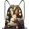 Anceky Zaino con coulisse, borsa da palestra con coulisse, ghirlanda di conigli, borsa da nuoto per uomo e donna