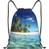 Anceky Zaino con coulisse, borsa da palestra con coulisse, motivo: palme e mare limpido, borsa da nuoto per uomo e donna