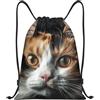 Anceky Borsa con coulisse, leggera, piccola, da palestra, per donne, con i gatti che hanno grandi occhi, zaino da calcio per viaggi sportivi