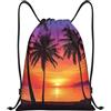 Anceky Zaino con coulisse, borsa da palestra con coulisse, motivo: palme al tramonto, borsa da bagno per uomo e donna