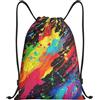 Anceky Zaino con coulisse, resistente all'acqua, con cordino, colorato, per sport, palestra, per uomo e donna