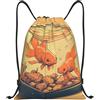 Anceky Borsa con coulisse leggera, piccola, borsa da palestra per donna, zaino da calcio Fish in Tank per viaggi sportivi