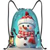 Anceky Zaino con coulisse, borsa da palestra con coulisse, simpatico pupazzo di neve, borsa da bagno per uomo e donna