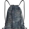 Anceky Borsa con coulisse leggera, piccola borsa da palestra per donna, linee su sfondo blu, zaino da calcio per viaggi sportivi
