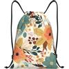 Anceky Borsa con coulisse leggera, piccola, borsa da palestra per donna, stagione, zaino da calcio floreale per viaggi sportivi
