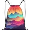 Anceky Borsa con coulisse leggera, piccola, borsa da palestra per donna, zaino da calcio con sfumatura di montagna, per viaggi sportivi
