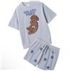 gelato piqué Set pullover e pantaloncini jacquard barboncino giocattolo gelato piqué blu t...