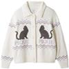 gelato piqué Cardigan nero gelato piqué design gatto con colletto jacquard maglia morbida