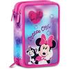 Astuccio Minnie 3 Zip, Triplo Scomparto, Completo Di Matite, Pennarelli, Colori,