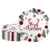 AHPYEUHK Piatti di carta usa e getta per feste di Natale, 18 cm, 50 pezzi, piatti da cena, piatti da dessert, campana di Natale, ramo verde, decorazioni per feste natalizie