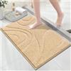 SHACOS Tappeto Bagno Antiscivolo 45 x 65 cm, Tappetino Bagno in Microfibra Soffice e Morbida, Super Assorbente, Lavabile in Lavatrice, Ideale per Doccia e Vasca da Bagno, Beige