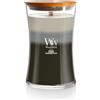 WoodWick Trilogy candela profumata a clessidra grande con Pluswick InnovationLegno caldo